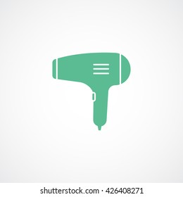 Hairdryer Green Flat Icon On White Background