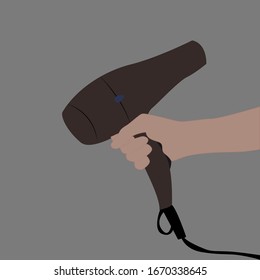 Hairdryer in hand, illustration, vector on white background.