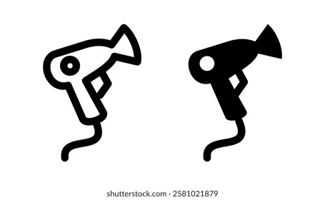 Hairdryer icon. Beauty salon and hairstyling sign. Electric blow-drying and grooming symbol. Professional styling tool pictogram. Fashion and personal care illustration.