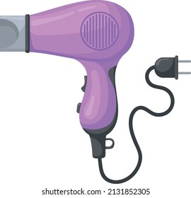 Hairdryer icon. Cartoon pink electric hair blowing device isolated on white background