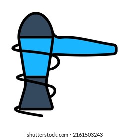 Hairdryer Icon. Editable Bold Outline With Color Fill Design. Vector Illustration.