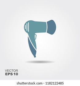 Hairdryer Icon in flat style isolated on grey background. Vector illustration