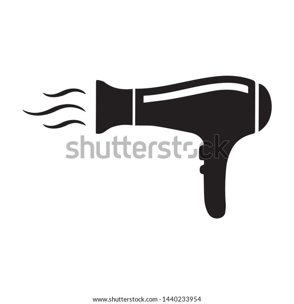 Hairdryer\
icon, hair dryer black vector icon\
isolated