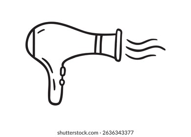 Hairdryer icon, hair dryer or fan doodle hand drawn icon. Outline line drawing clipart symbol. Vector illustration