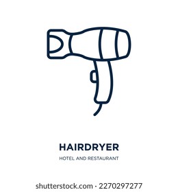 hairdryer icon from hotel and restaurant collection. Thin linear hairdryer, equipment, air outline icon isolated on white background. Line vector hairdryer sign, symbol for web and mobile
