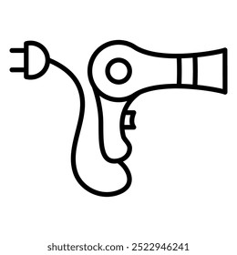 Hairdryer icon in line style with editable stroke. Icon about barbershop in line style with editable stroke