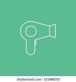 Hairdryer Line Icon On Green Background