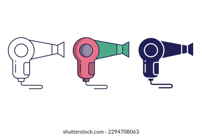 Hairdryer line and solid illustration icon