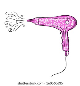 Hairdryer pink with floral ornament for your design