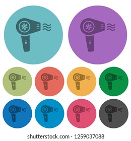 Hairdryer with propeller darker flat icons on color round background