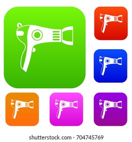 Hairdryer set icon in different colors isolated vector illustration. Premium collection