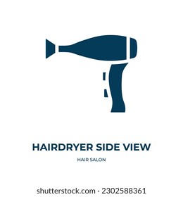 hairdryer side view vector icon. hairdryer side view, vector, graphic filled icons from flat hair salon concept. Isolated black glyph icon, vector illustration symbol element for web design and mobile