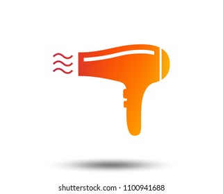 Hairdryer sign icon. Hair drying symbol. Blowing hot air. Turn on. Blurred gradient design element. Vivid graphic flat icon. Vector