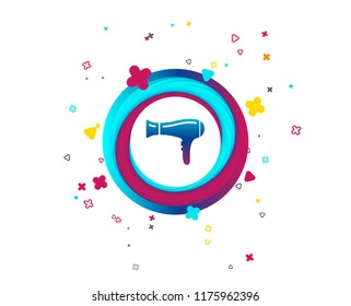 Hairdryer sign icon. Hair drying symbol. Colorful button with icon. Geometric elements. Vector