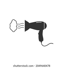 Hairdryer sign icon. Hair drying symbol. Blowing hot air. Turn on. Graphic element on white background. Colour clean flat hairdryer icons. Vector
