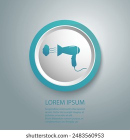 Hairdryer sign icon. Hair drying symbol. Blowing hot air. Turn on. Graphic element on white background. Colour clean flat hairdryer icons. Vector