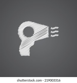 hairdryer sketch logo doodle icon isolated on dark background 