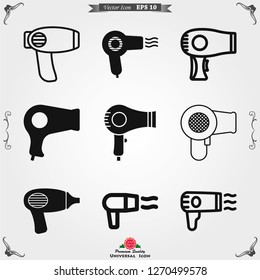 Hairdryer vector icon. Hair drying symbol, modern UI website symbol