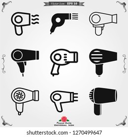 Hairdryer vector icon. Hair drying symbol, modern UI website symbol