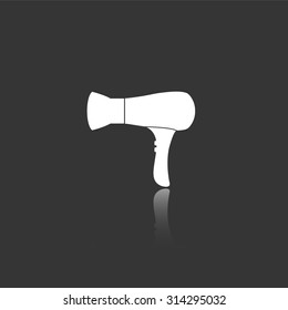 hairdryer vector icon with mirror reflection