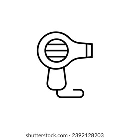 Hairdryer Vector Icon for Shops and Stores. Suitable for books, stores, shops. Editable stroke in minimalistic outline style. Symbol for design 