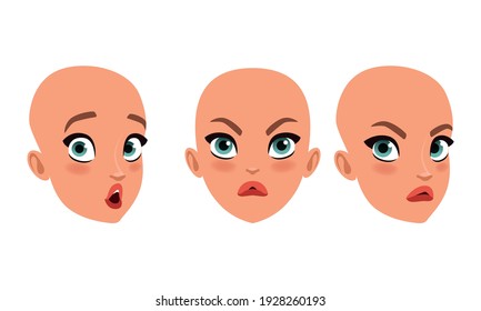 Hairless Head Beautiful Girl Pretty Young Stock Vector (Royalty Free