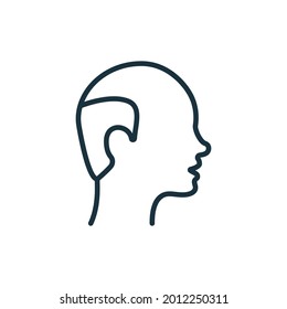 Symbol für Haarlose männliche Linie. Lineares Piktogramm von Bald Man. Haarausfall, Alopezie Medizinisches Problem Umriss. Bearbeitbarer Stroke. Einzelne Vektorgrafik.