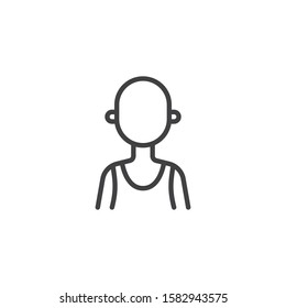 Hairless man avatar line icon. Male user linear style sign for mobile concept and web design. Faceless bald man portrait outline vector icon. Symbol, logo illustration. Vector graphics