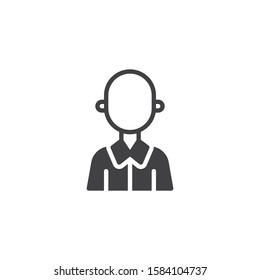 Hairless man avatar vector icon. Male user profile filled flat sign for mobile concept and web design. Young man person glyph icon. People avatar symbol, logo illustration. Vector graphics