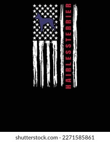 hairless terrier dog 4th of July T shirt design