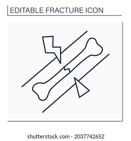 Hairline Fracture Line Icon.Stress Fracture. Small Crack Or Severe Bruise Within Bone. Crush. Feet Ache. Healthcare Concept. Isolated Vector Illustration. Editable Stroke 