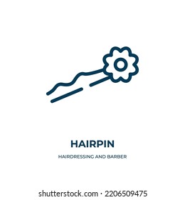 Hairpin icon. Linear vector illustration from hairdressing and barber shop collection. Outline hairpin icon vector. Thin line symbol for use on web and mobile apps, logo, print media.