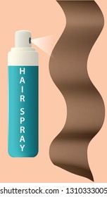 Hairspray and abstract curl - flat style - vector. Hair care
