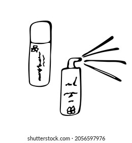 Hairspray, aerosol in a bottle. An isolated item on a white background.