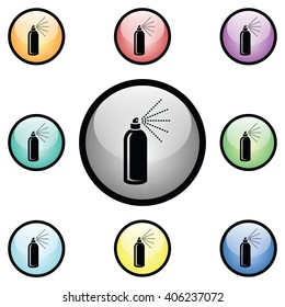 Hairspray Icon Glass Button Icon Set