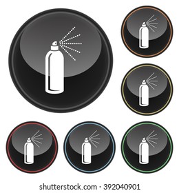Hairspray Icon Glossy Button Icon Set in With Various Color Highlights