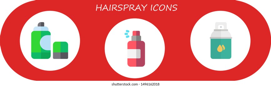 hairspray icon set. 3 flat hairspray icons.  Simple modern icons about  - spray
