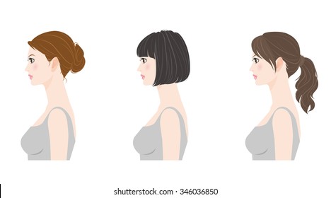 女性 横顔 ショートヘア のイラスト素材 画像 ベクター画像 Shutterstock