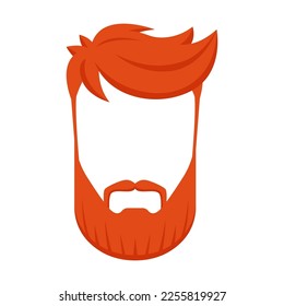 Ilustración vectorial plana de peinado y barba. Dibujo de elegante corte de pelo masculino para hipster o personaje joven aislado en blanco. Concepto de Barber-shop