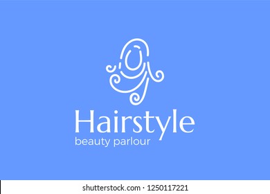 Hairstyle beauty parlor outline logo icon vector template illustration