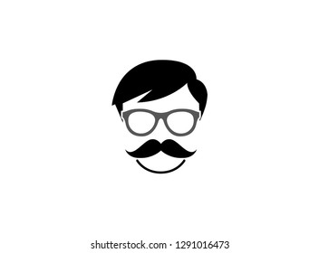 hairstyle glasses mustache logo