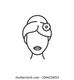 Hairstyle, hairdresser line icon.