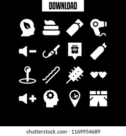 hairstyle icon. 16 hairstyle vector set. hair salon, glasses, gift shop pin and swimming pool pin icons for web and design about hairstyle theme