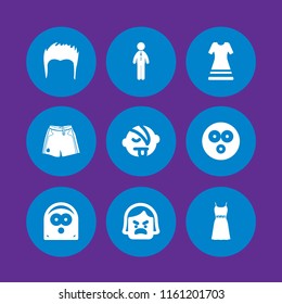 hairstyle icon. 9 hairstyle set with shocked, hair, short and female dress vector icons for web and mobile app