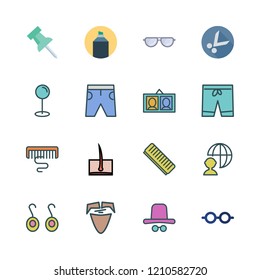 hairstyle icon set. vector set about pin, highlighter, hair and comb icons set.