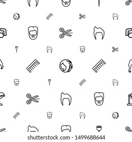 hairstyle icons pattern seamless white background. Included editable outline scissors, woman hairstyle, barber brush, man hairstyle icons. icons for web and mobile.