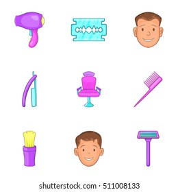 Hairstyle icons set. Cartoon illustration of 9 hairstyle vector icons for web