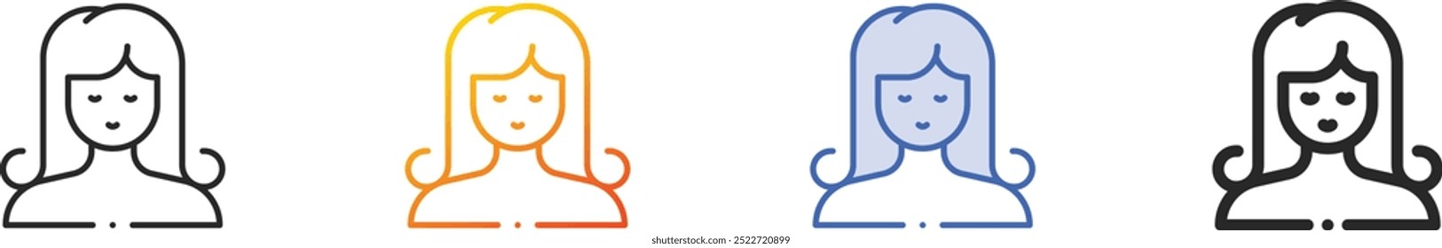 hairstyle icon.Thin Linear, Gradient, Blue Stroke and bold Style Design Isolated On White Background