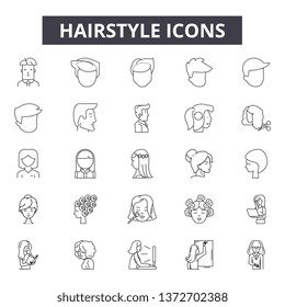 Hairstyle line icons, signs, vector set, outline illustration concept 