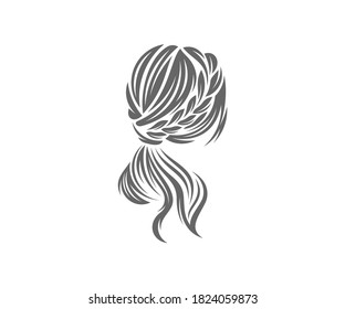 Modelo vectorial de diseño de logotipo de estilo de pelo, Hair salon e ilustración de estudio de belleza
